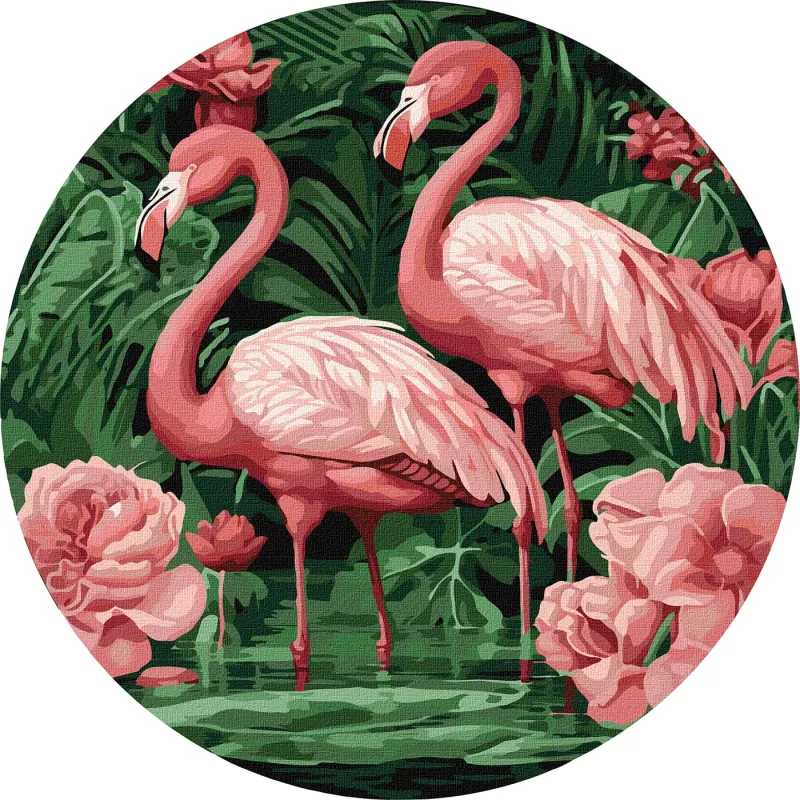 Malowanie po numerach - Flamingi w kwiatach ©art_selena_ua