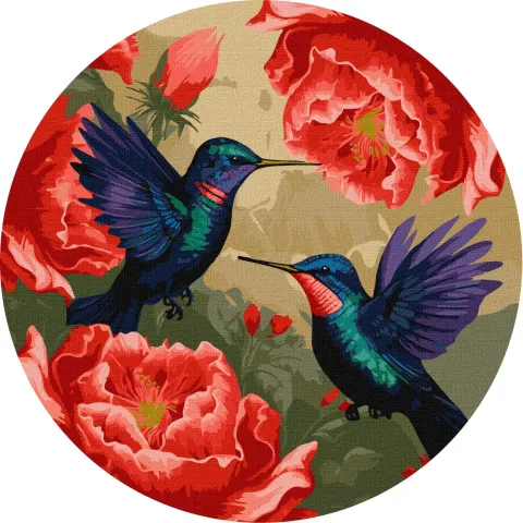 Malowanie po numerach - Kolorowe kolibry z metalicznymi farbami ©art_selena_ua