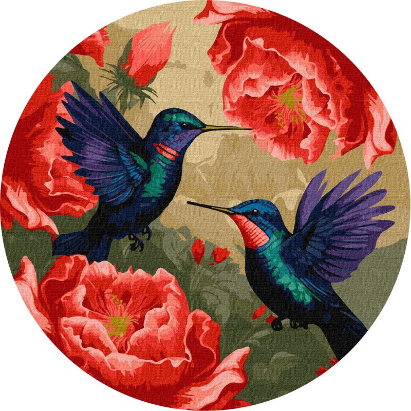 Malowanie po numerach - Kolorowe kolibry z metalicznymi farbami ©art_selena_ua