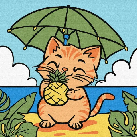 Malowanie po numerach - Kot i ananas ©art_selena_ua