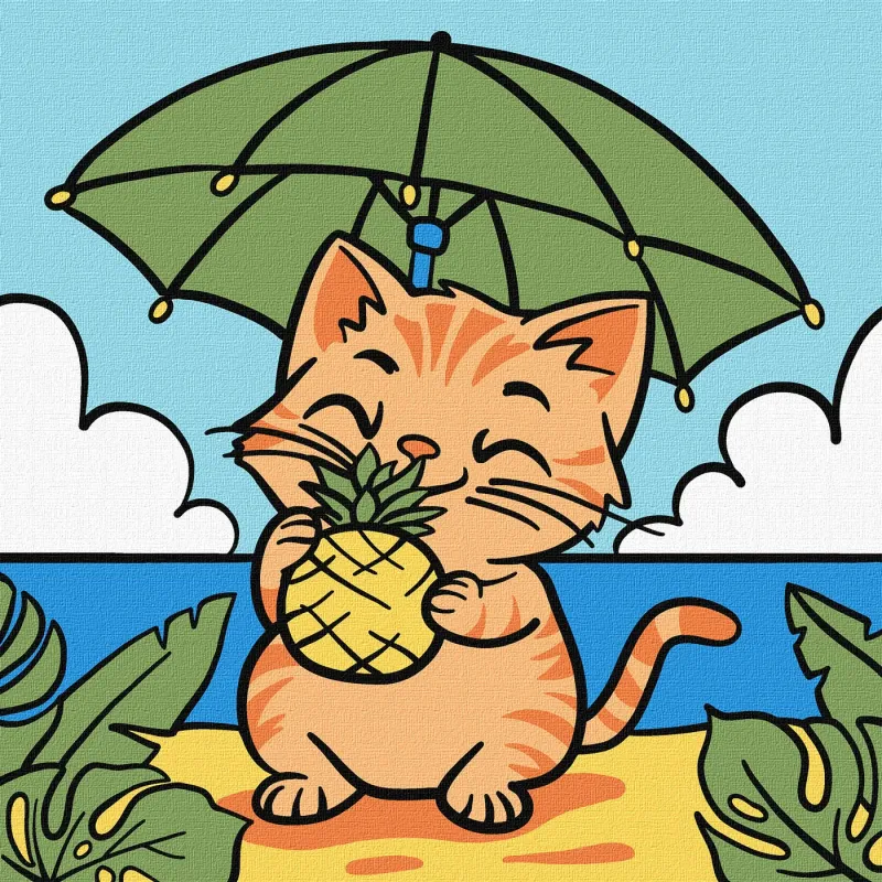 Malowanie po numerach - Kot i ananas ©art_selena_ua