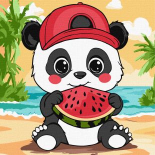 Malowanie po numerach - Lato. Panda z arbuzem ©art_selena_ua