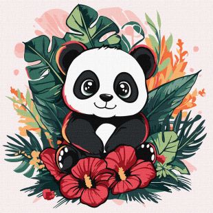 Malowanie po numerach - Panda w tropikach ©art_selena_ua