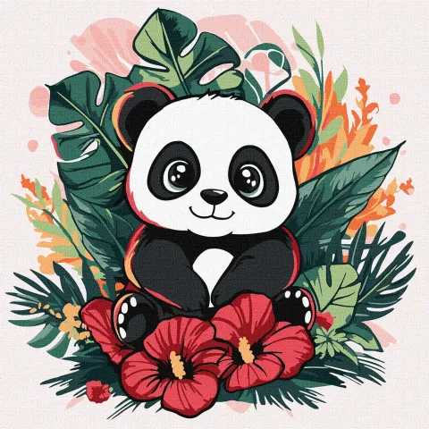 Malowanie po numerach - Panda w tropikach ©art_selena_ua
