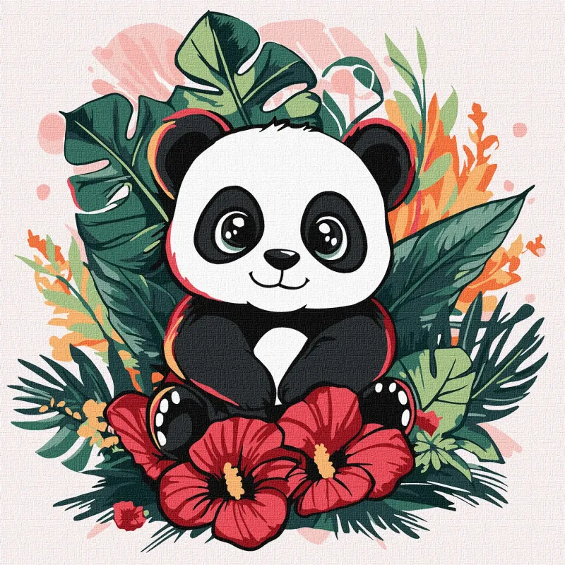 Malowanie po numerach - Panda w tropikach ©art_selena_ua