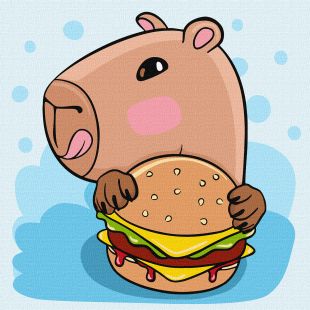Malowanie po numerach - Kapibara i burger