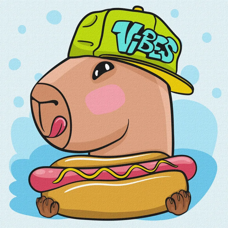 Malowanie po numerach - Kapibara i hot dog