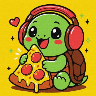 Malowanie po numerach - Żółwik i pizza ©art_selena_ua