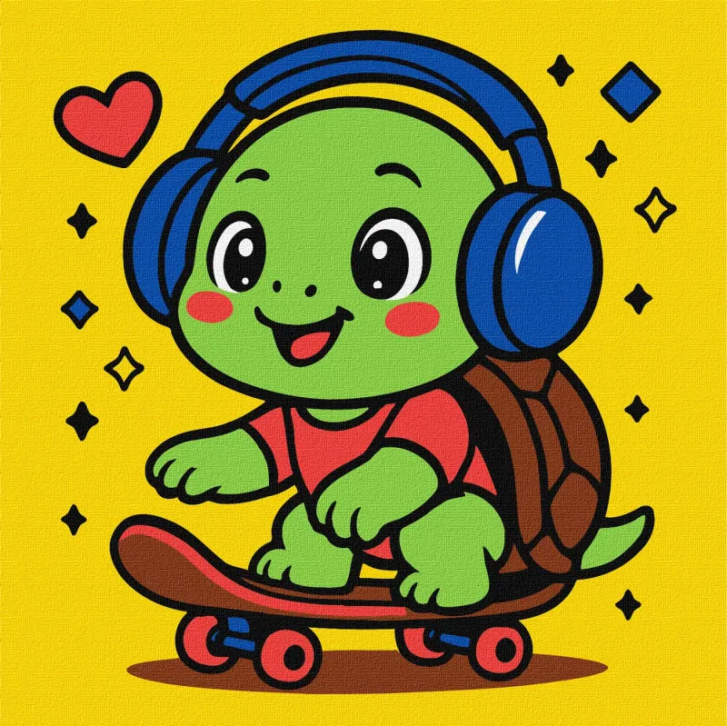 Malowanie po numerach - Żółwik na deskorolce ©art_selena_ua