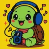 Malowanie po numerach - Żółwik słucha muzyki ©art_selena_ua