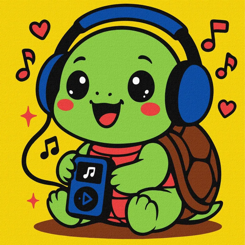 Malowanie po numerach - Żółwik słucha muzyki ©art_selena_ua