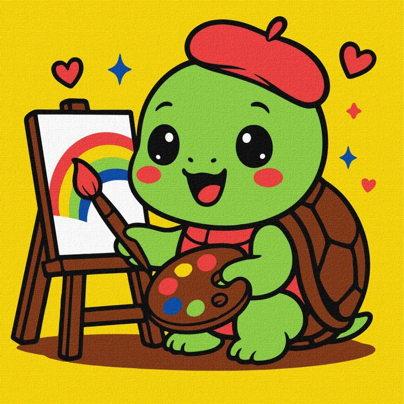 Malowanie po numerach - Żółwik artysta ©art_selena_ua