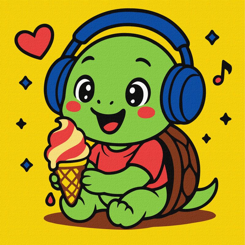 Malowanie po numerach - Żółwik je lody ©art_selena_ua