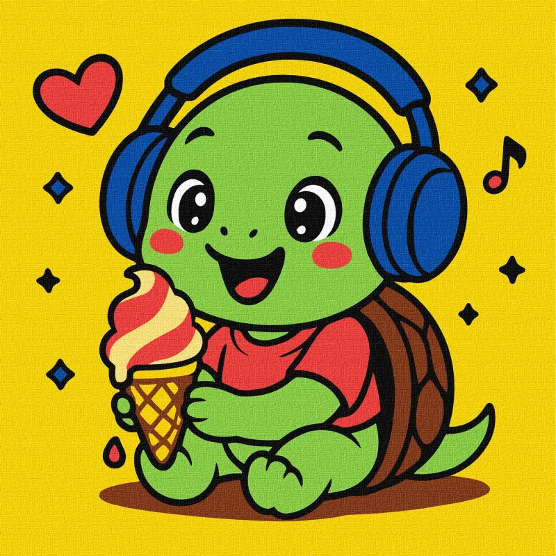 Malowanie po numerach - Żółwik je lody ©art_selena_ua