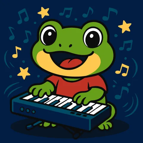 Malowanie po numerach - Żaba z pianinem ©art_selena_ua