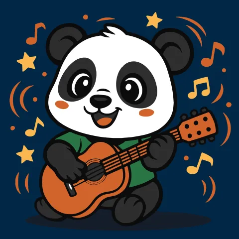 Malowanie po numerach - Panda z gitarą ©art_selena_ua