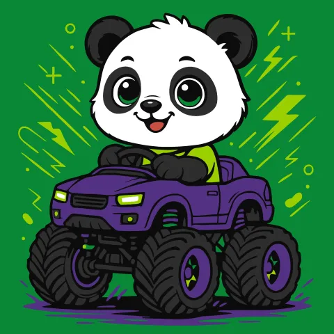 Malowanie po numerach - Panda w samochodzie ©art_selena_ua