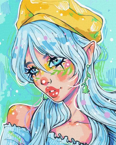 Malowanie po numerach - Błękitnooka modnisia ©nila_art_art