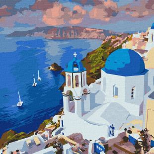 Malowanie po numerach - Malownicze Santorini