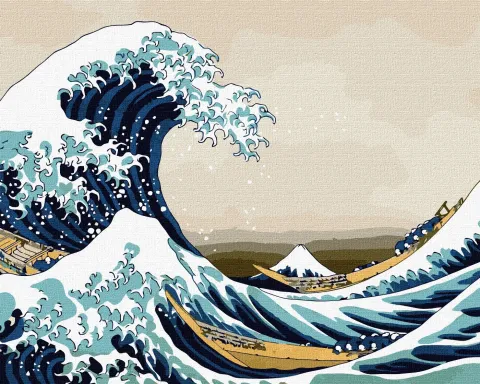 Malowanie po numerach - Wielka fala w Kanagawie ©Katsusika Hokusai