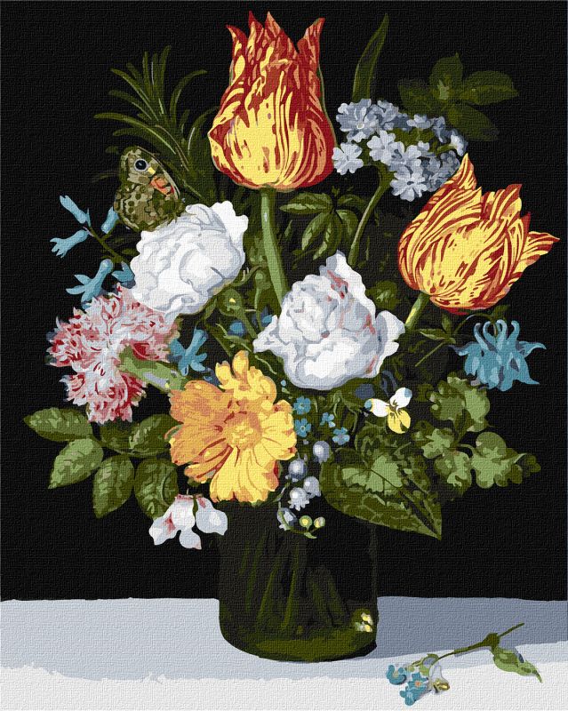 Malowanie po numerach - Martwa natura z kwiatami w szklance ©Ambrosius Bosschaert de Oude