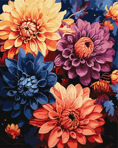 Malowanie po numerach - Kolorowe dalie ©art_selena_ua