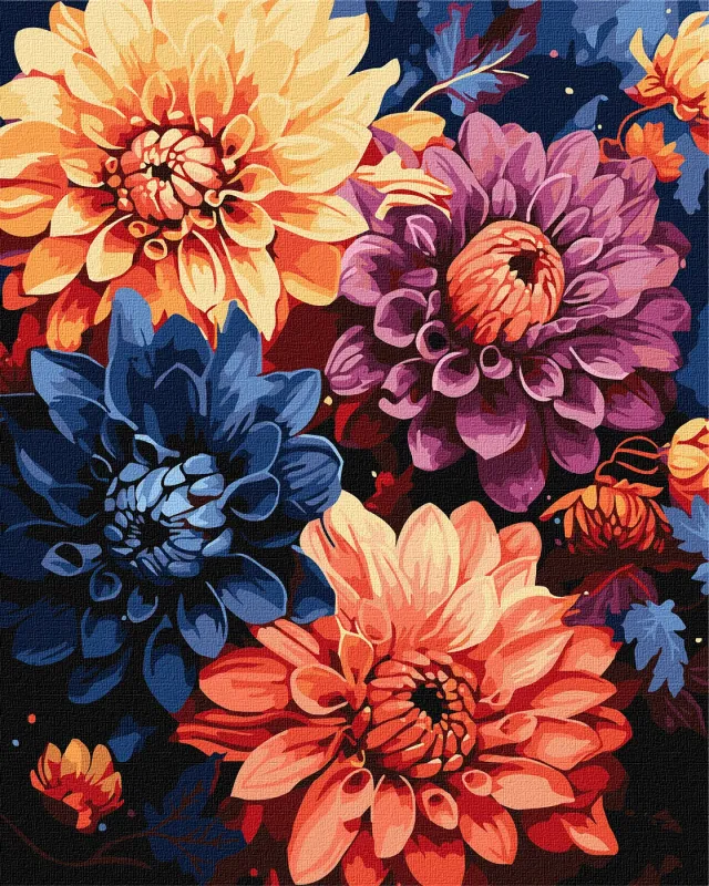Malowanie po numerach - Kolorowe dalie ©art_selena_ua