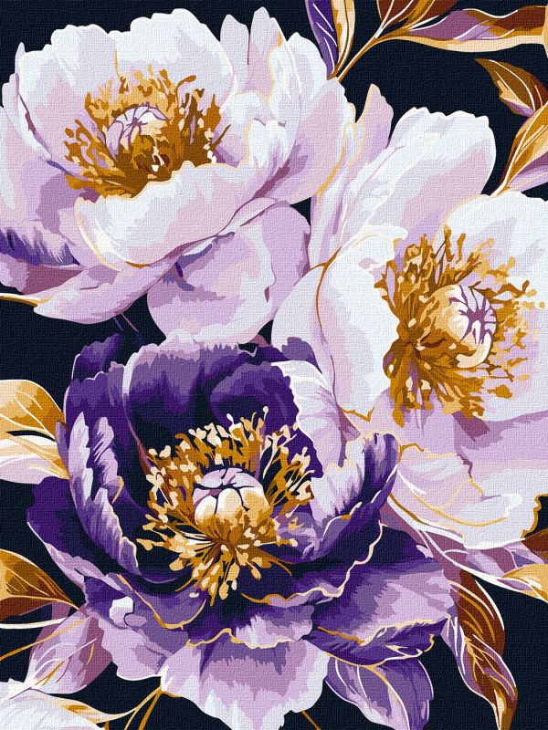 Malowanie po numerach - Fioletowy urok z farbami metalicznymi extra ©victoria_art___