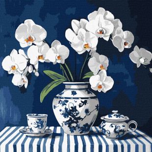 Malowanie po numerach - Orchidea w porcelanie ©art_selena_ua