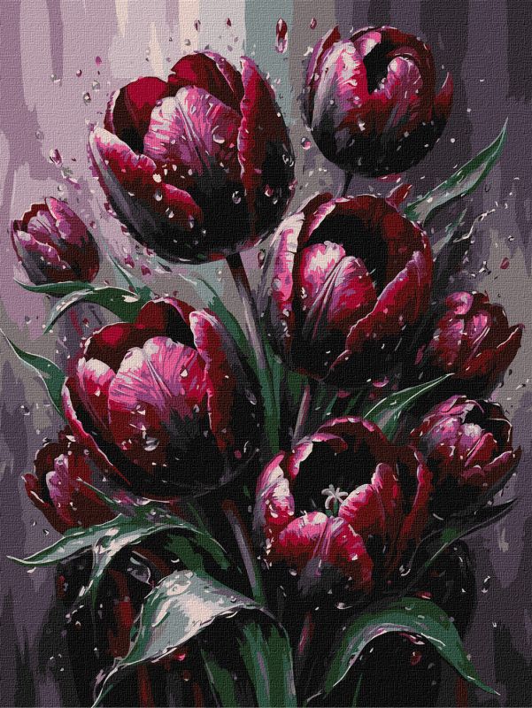 Malowanie po numerach - Karminowe tulipany ©art_selena_ua