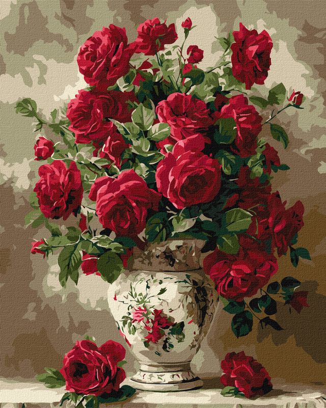 Malowanie po numerach - Karmazynowe róże ©art_selena_ua