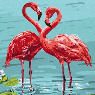 Malowanie po numerach - Jasne flamingi