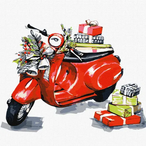 Malowanie po numerach - Świąteczny motocykl ©fashionillustration_tania