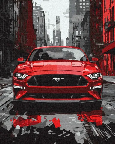 Malowanie po numerach - Czerwony mustang ©art_selena_ua