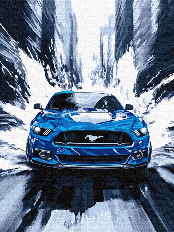 Malowanie po numerach - Niebieski mustang ©art_selena_ua