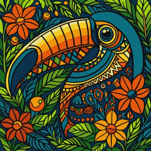 Malowanie po numerach - Witraż. Tukan ©art_selena_ua
