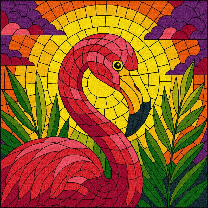 Malowanie po numerach - Witraż. Flaming ©art_selena_ua