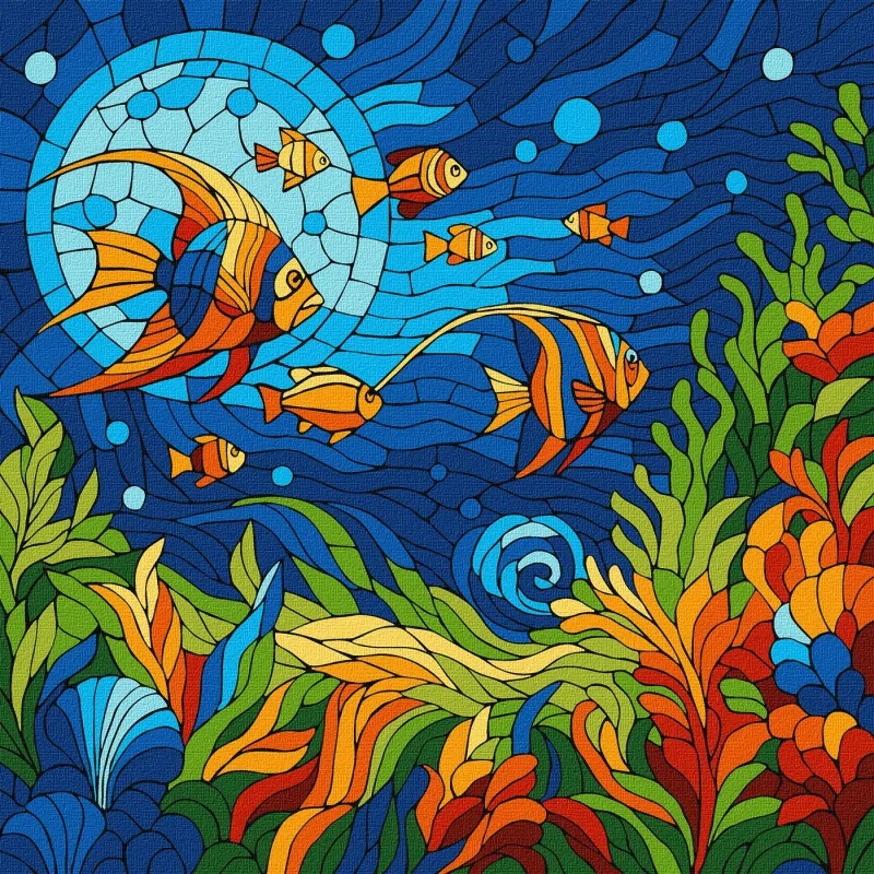 Malowanie po numerach - Witraż. Morski świat ©art_selena_ua