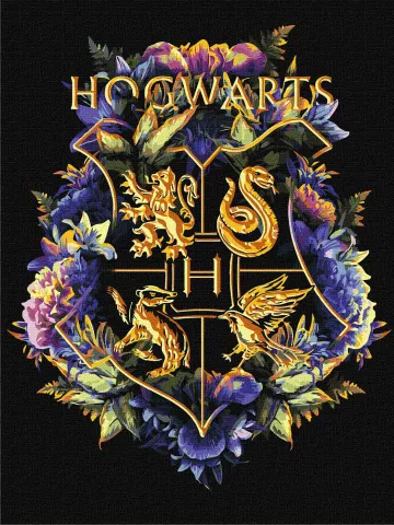 Malowanie po numerach - Harry Potter: Herb Hogwartu z metalicznymi farbami ©Warner Bros.
