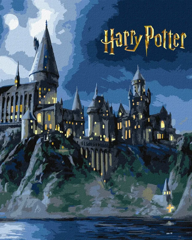 Malowanie po numerach - Harry Potter: Hogwart nocą z farbami metalicznymi extra ©Warner Bros.