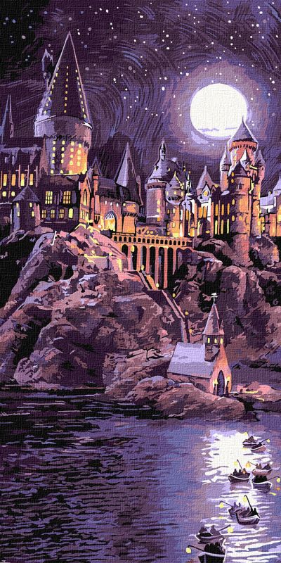 Malowanie po numerach - Harry Potter: Przybycie do Hogwartu z farbami metalicznymi extra ©Warner Bros.