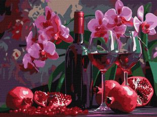 Malowanie po numerach - Wino i orchidee ©art_selena_ua