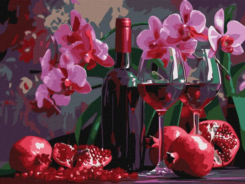 Malowanie po numerach - Wino i orchidee ©art_selena_ua