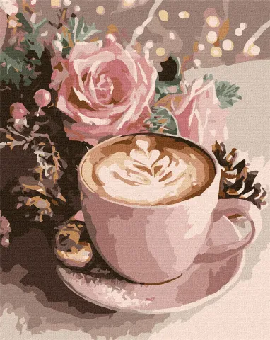 Malowanie po numerach - Noworoczna cappuccino z metalicznymi farbami ©art_selena_ua