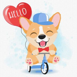 Malowanie po numerach - Wesoły corgi