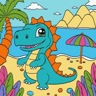 Malowanie po numerach - Zabawny dinozaur ©art_selena_ua