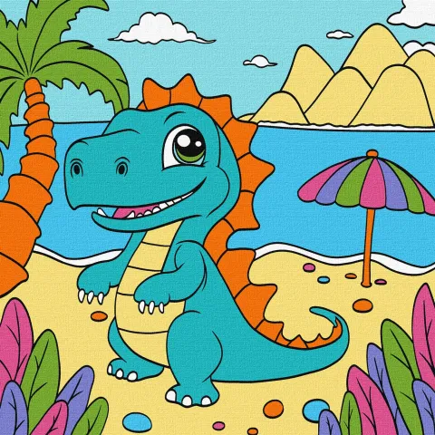 Malowanie po numerach - Zabawny dinozaur ©art_selena_ua