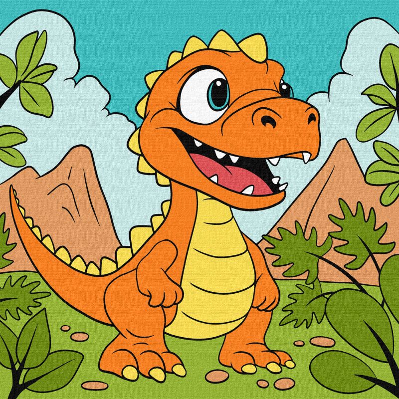 Malowanie po numerach - Śmieszny dinozaur ©art_selena_ua