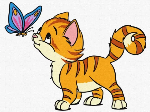Malowanie po numerach - Kot i motyl