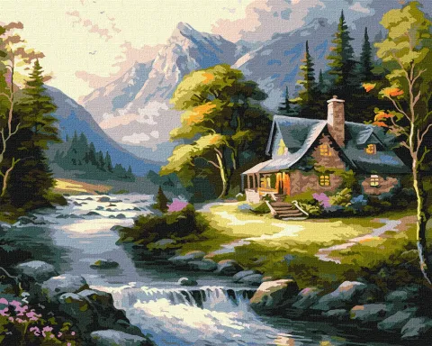 Malowanie po numerach - Dom w górach ©art_selena_ua
